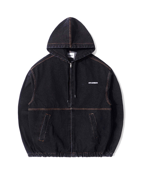 LS デニムフードジャケット / LS Denim Hood Jacket (Black)QT8 GARMENTS/ {{ category }}