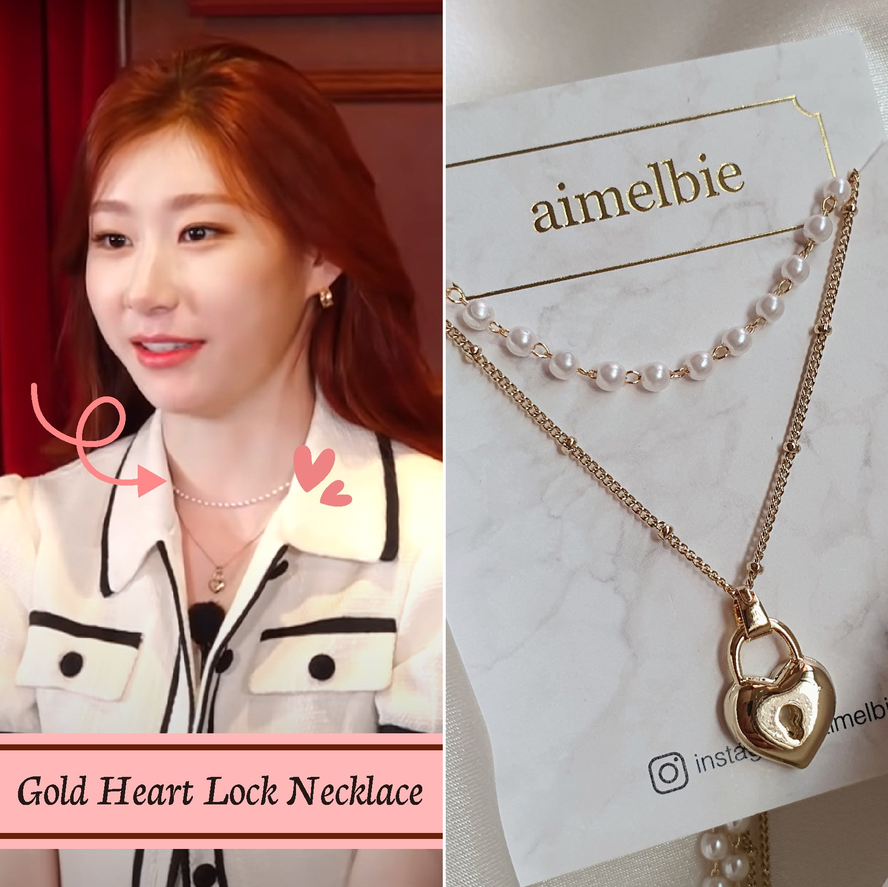 ゴールドハートロックレイヤードネックレス / Gold Heart Lock Layered