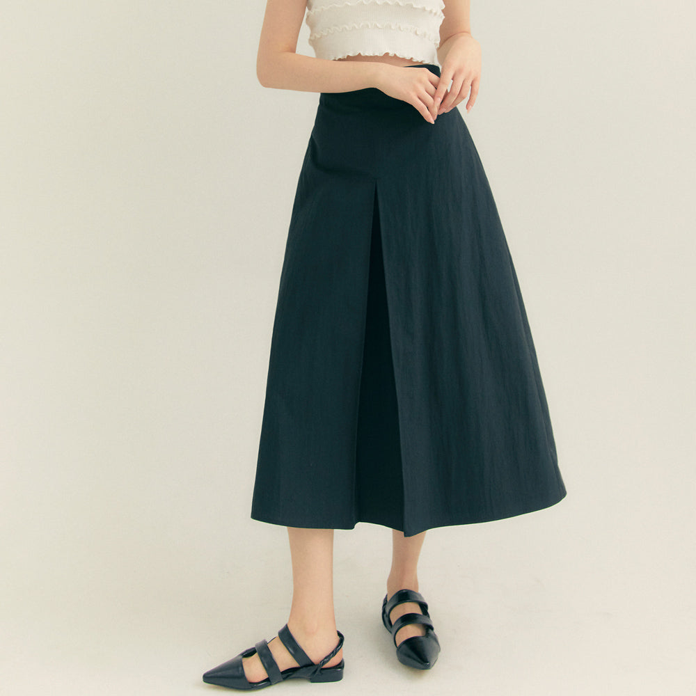 コットンプリーツAラインスカート / Cotton Pleats A-Line Long Skirt (Black)FREIHEIT/ {{ category }}