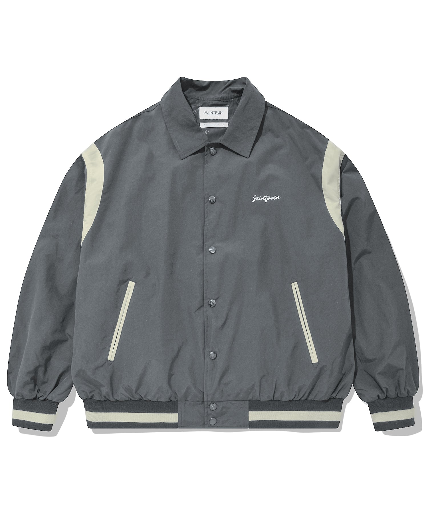 SP NYLON VARSITY JACKET-CHARCOALsaintpain/ {{ category }}