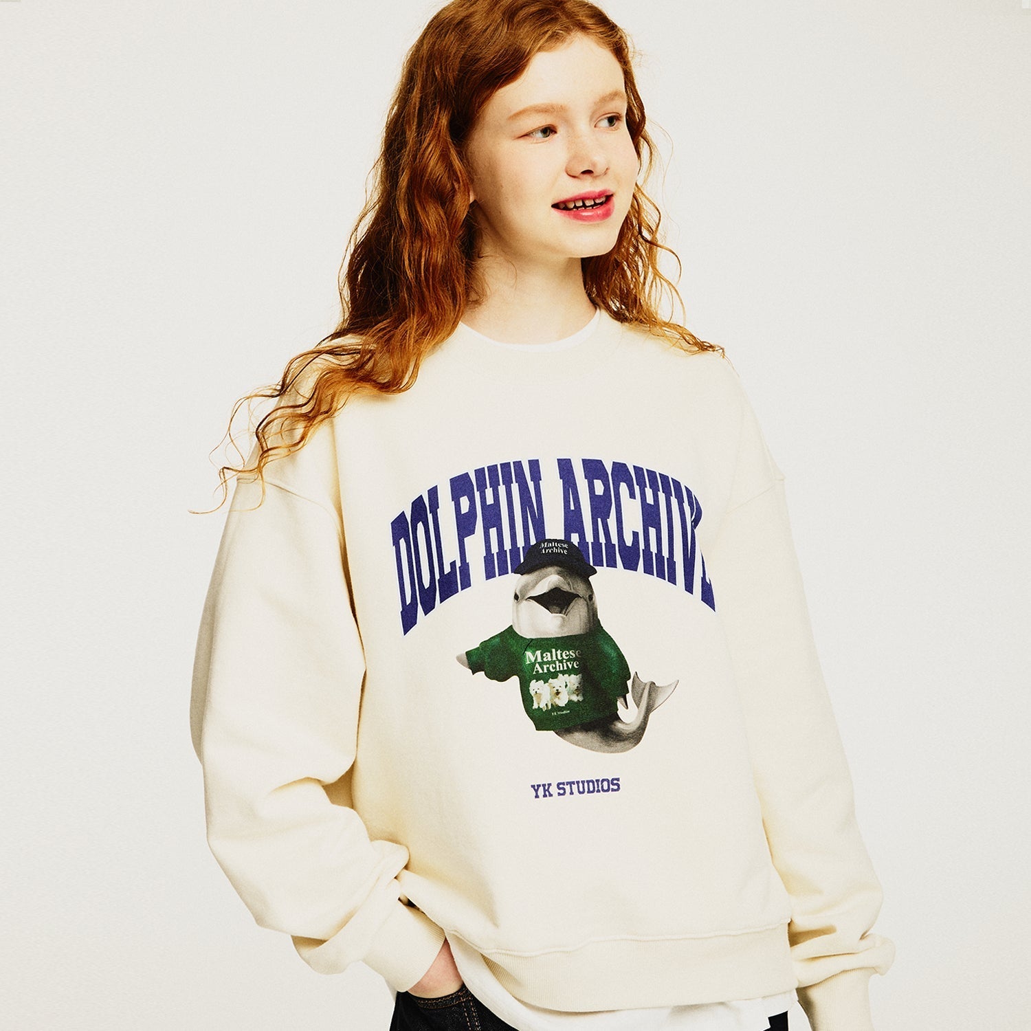 プレッピードルフィンスウェットシャツ/Preppy dolphin sweatshirts