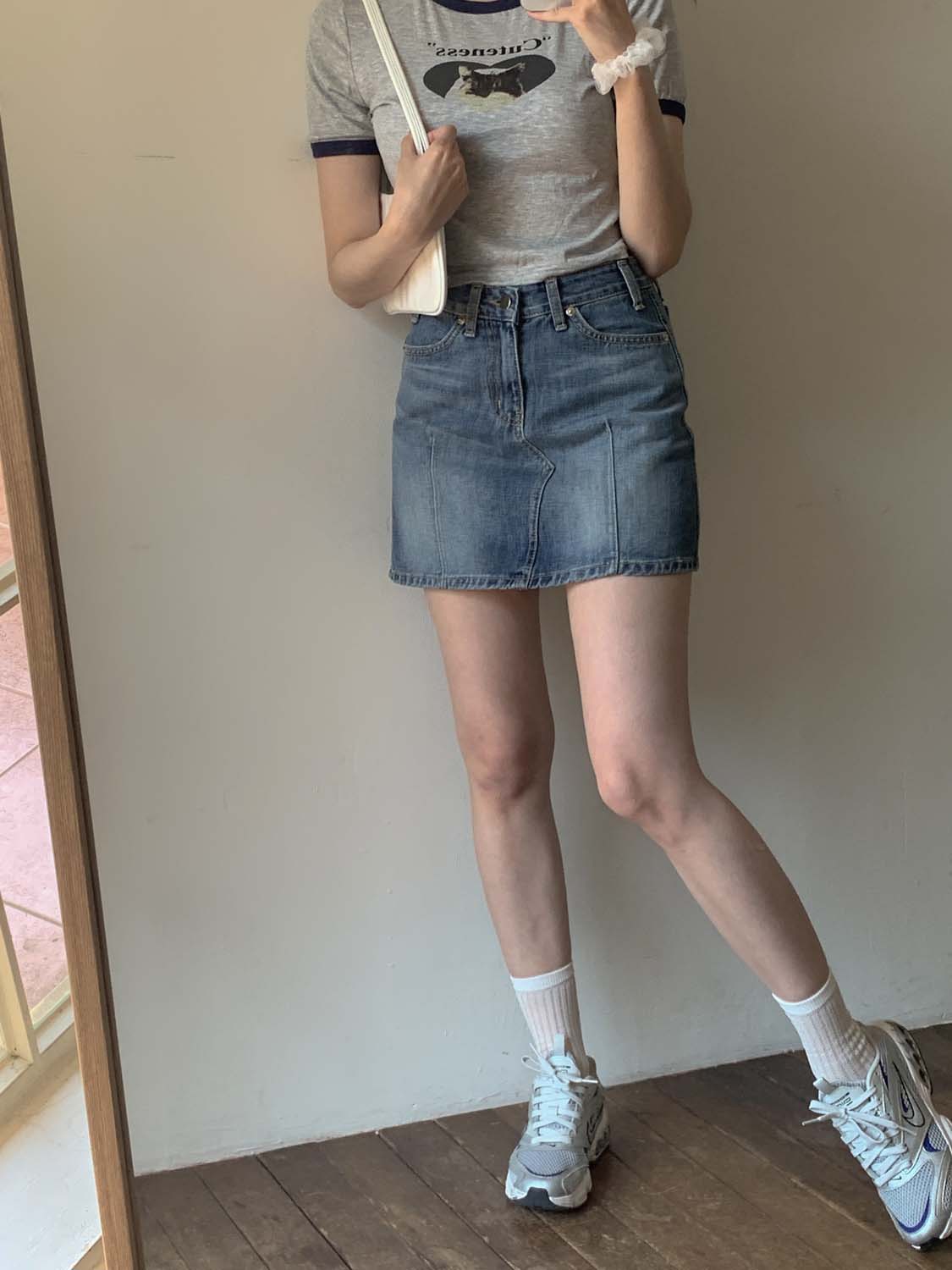 ビンテージラインデニムミニスカート / VINTAGE LINE DENIM MINI SKIRT