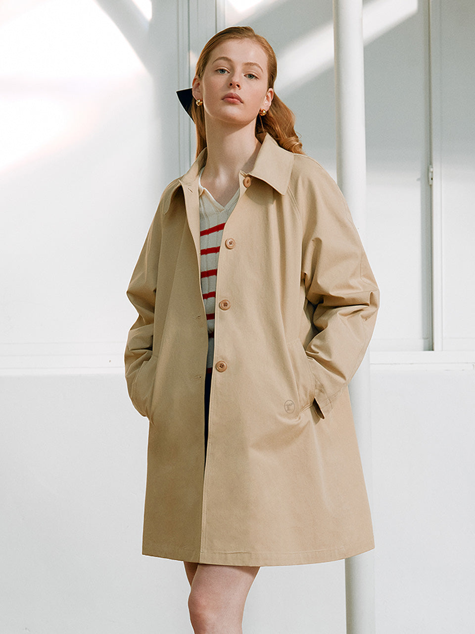 シングルボタントレンチコート / SINGLE BUTTON TRENCH COAT BEIGE