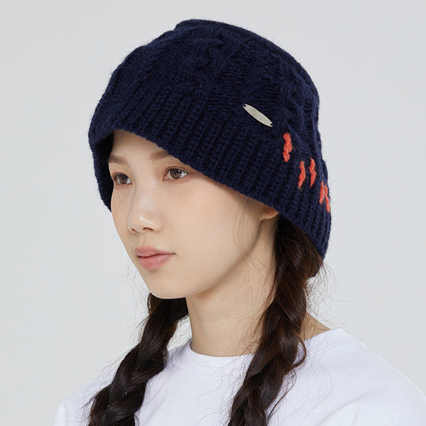 ケーブルニットバケットハット / CABLE KNIT BUCKET HAT_NAVY – 60