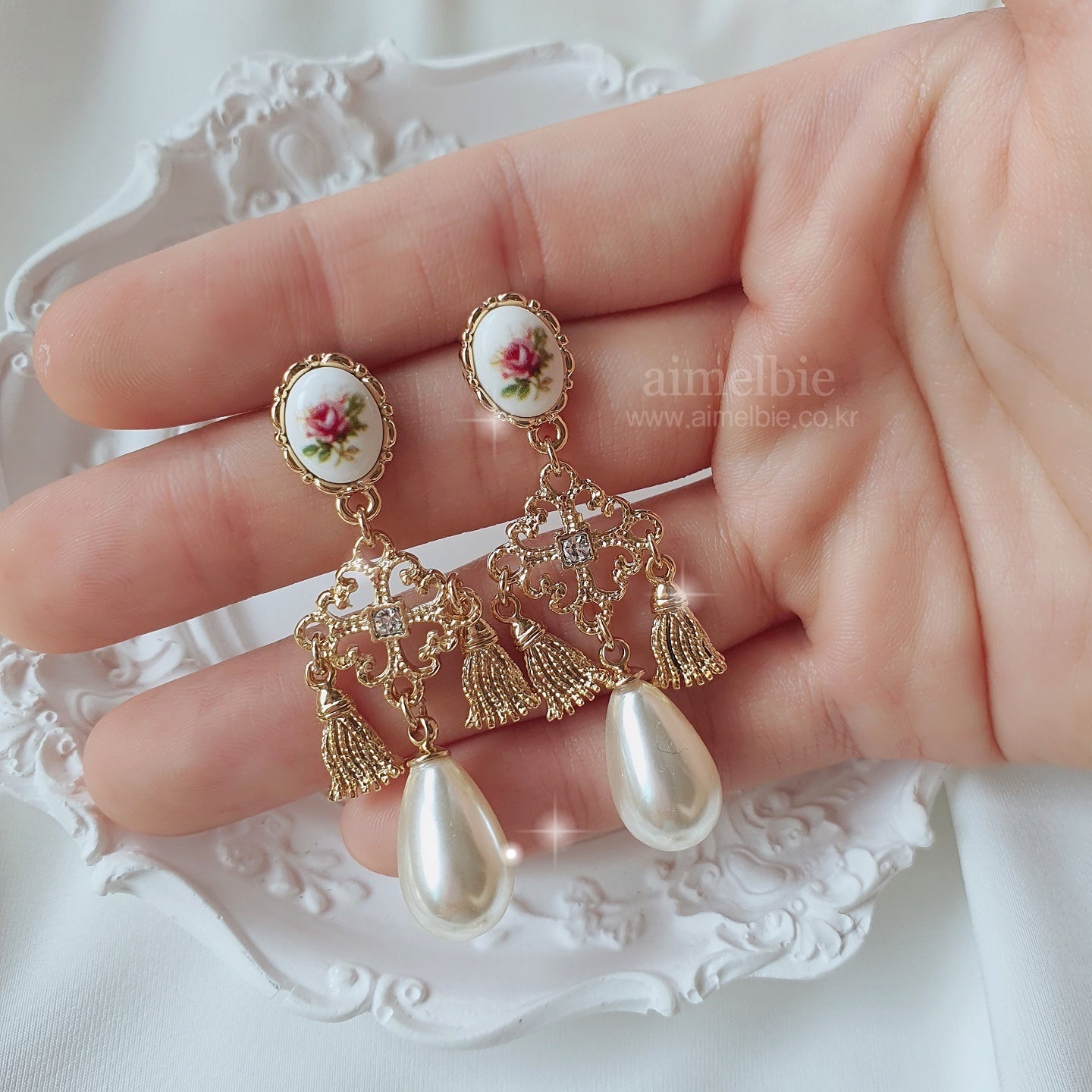 ビンテージローズゴールドピアス / Vintage Rose Garden Piercing