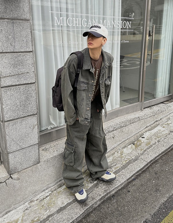 アッシュトラッカーデニムジャケット / No.0087 ashed trucker denim