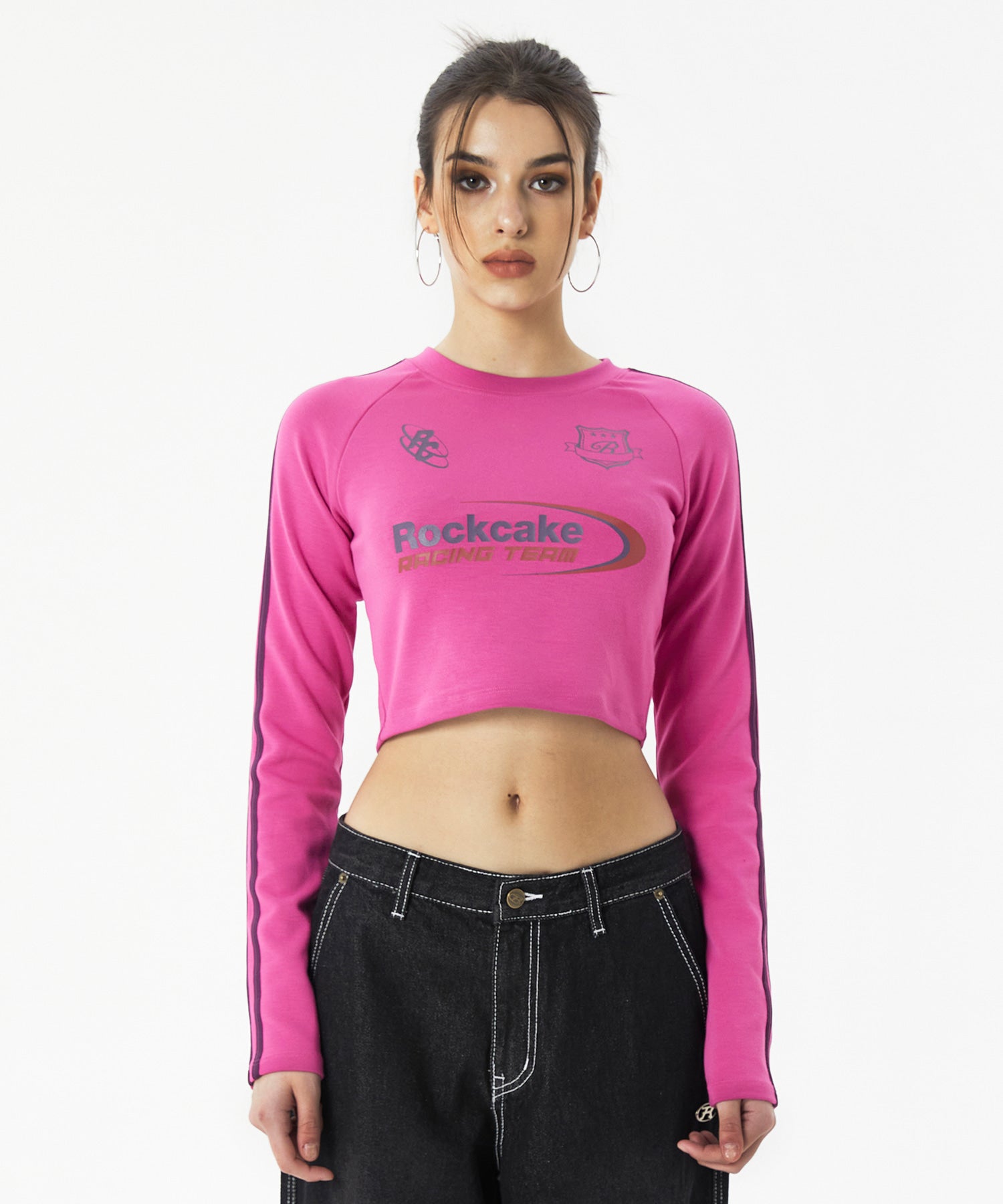 スポーツクロップドロングスリーブ/Sporty Cropped Long Sleeve - Pink