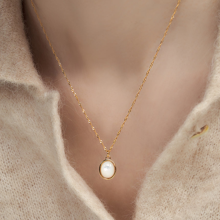 23FW][sv925]oval mother-of-pearl necklace – 60% - SIXTYPERCENT