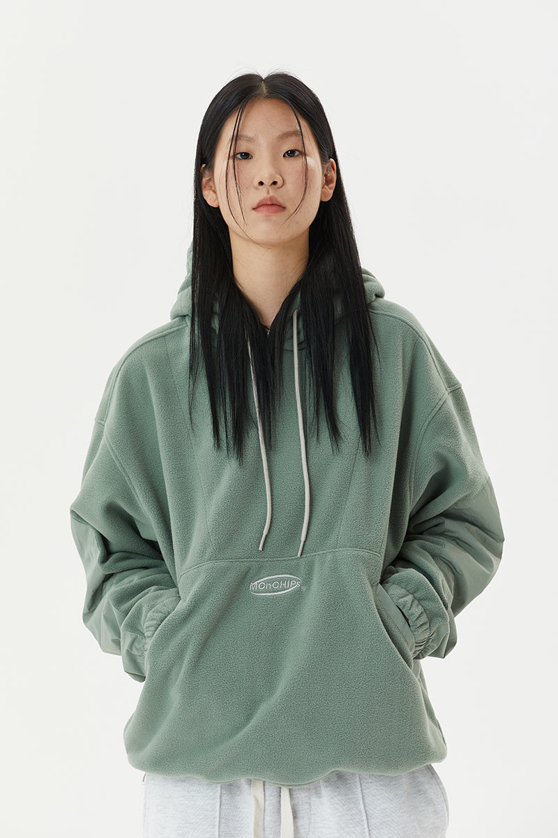 ドローコードフリースフーディー/Draw cord fleece hoodie [green