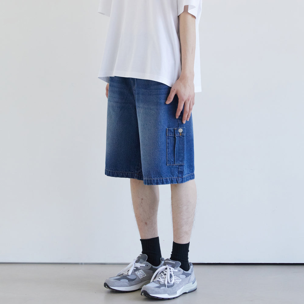 バミューダハーフデニムパンツ / BERMUDA HALF DENIM PANTS (MIDDLE BLUE)JUAN HOMME/ {{  category }}