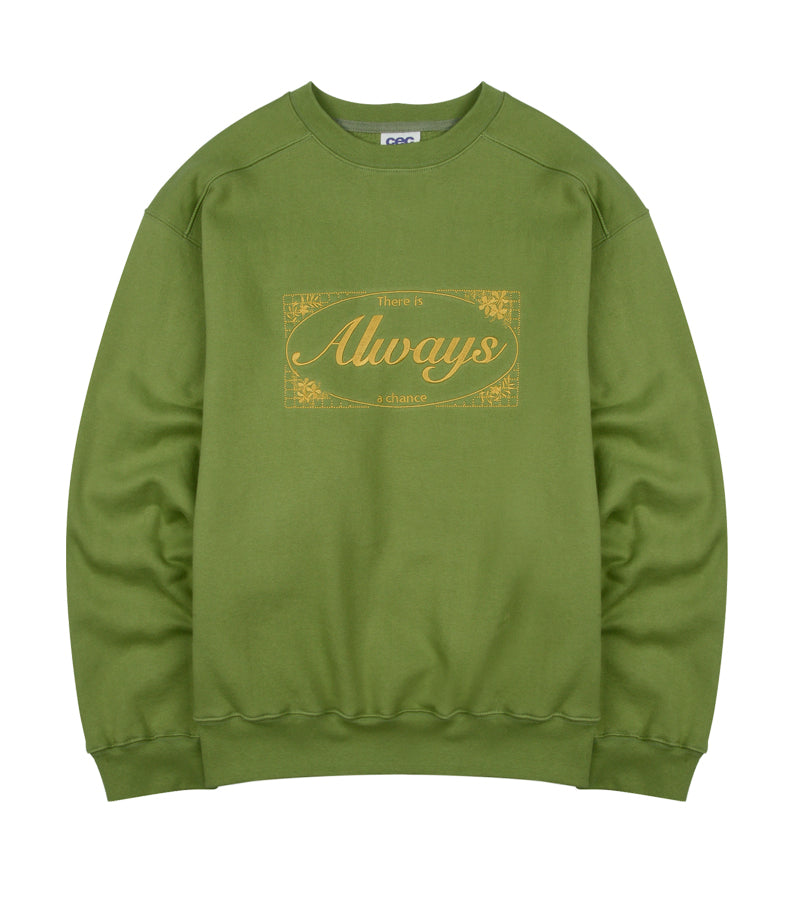 オールウェイズエンブロイダリースウェットシャツ / ALWAYS EMBROIDERED SWEATSHIRT(OLIVE)CHANCECHANCE/  {{ category }}