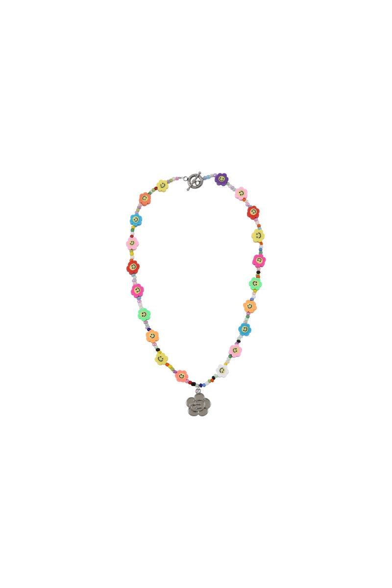 スマイルレインボードギーフラワーネックレス/smile rainbow doggy flower necklace