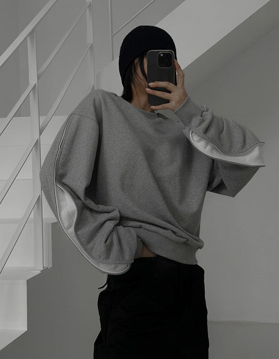 プレディオーバーバイカラーポイントスウェットシャツ/Pleddy Ober Bicolor Point Sweat Shirt (4color)ASCLO/ {{ category }}