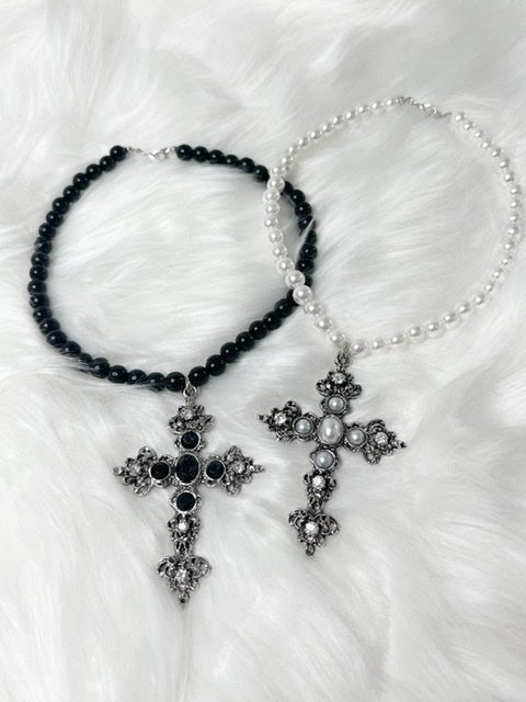 パールクロスネックレス/pearl cross necklace