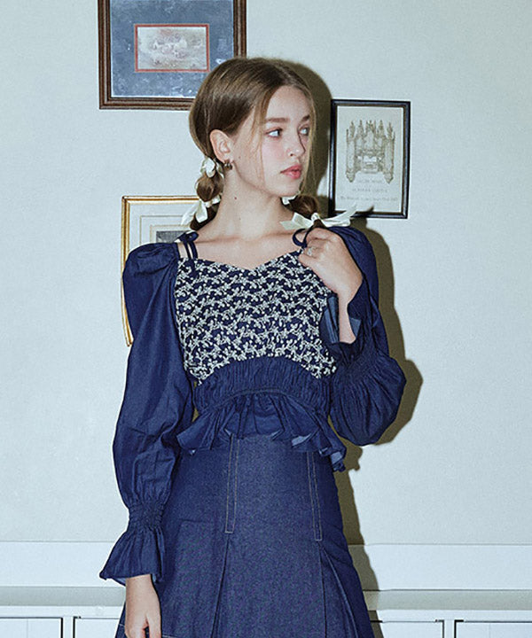 アデラデニムレースブラウス / Adela Denim Lace Blouse ( 2 Colors