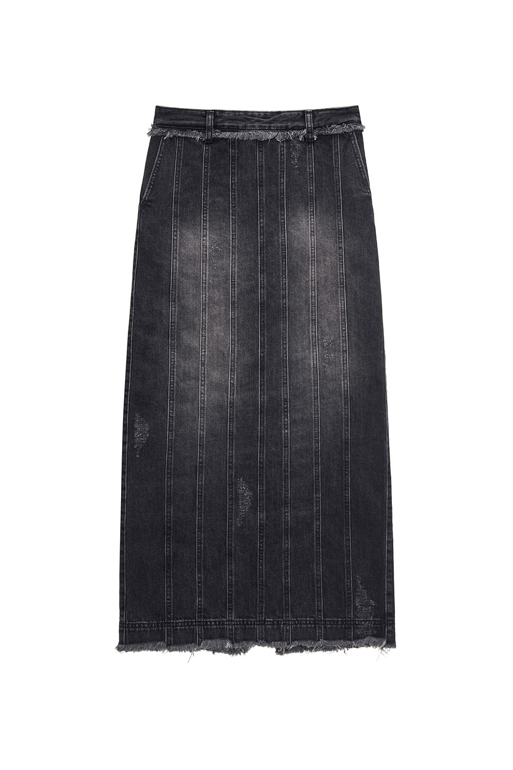 デニムパネルロングスカート / DENIM PANELLED LONG SKIRT (BLACK