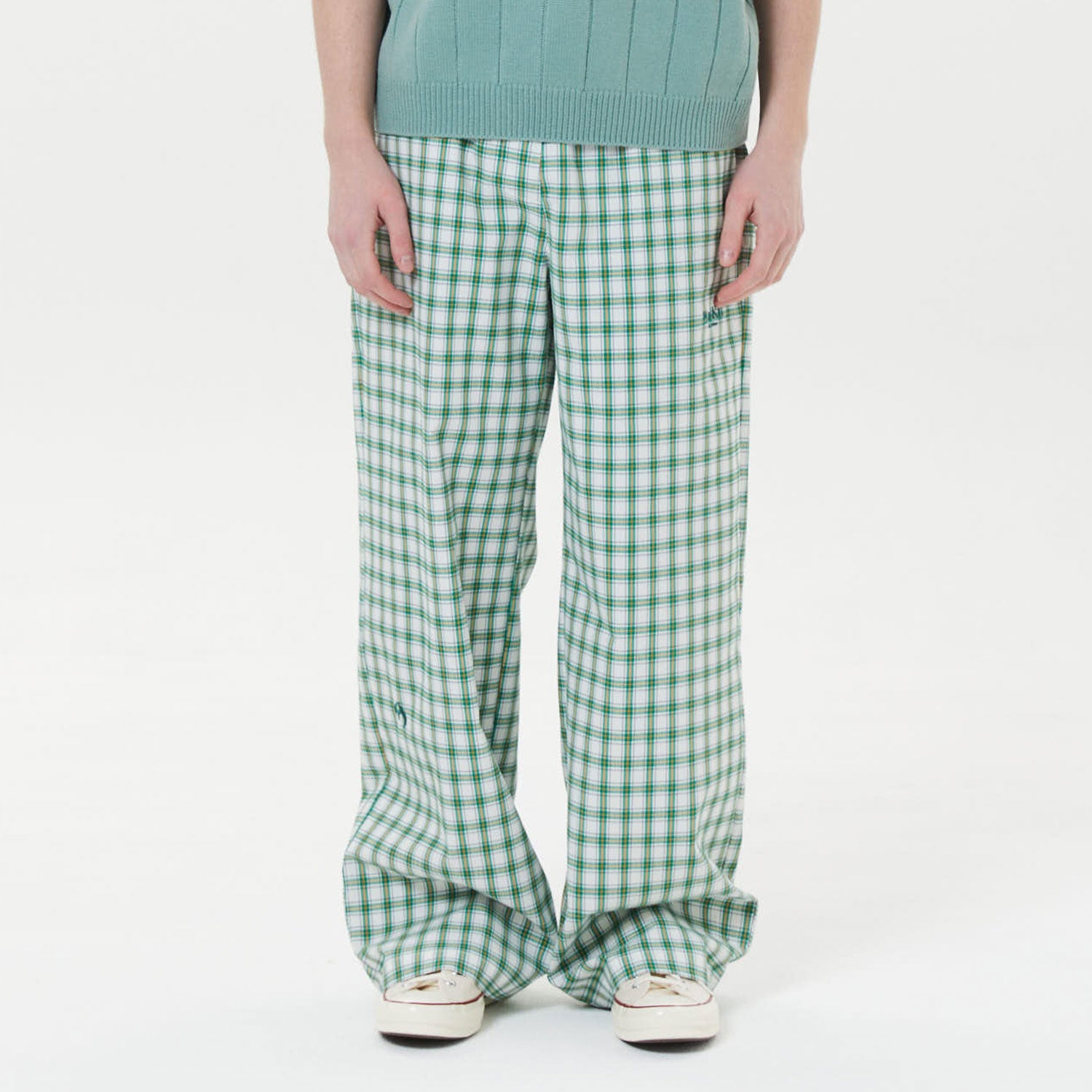 ワイドチェックバンディングパンツ / Wide check banding pants – 60