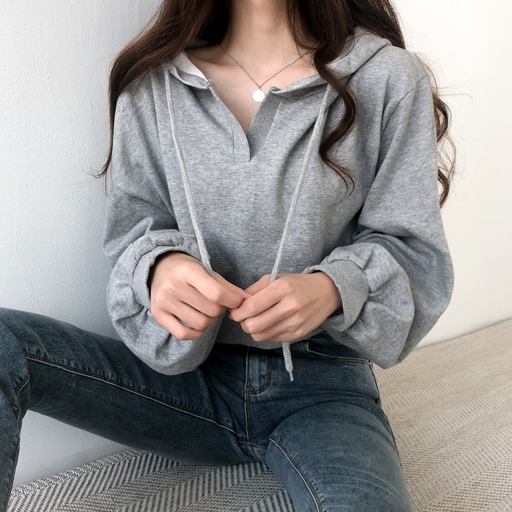 クロップドフーディー / [Body correction fit] cropped hoodie with a