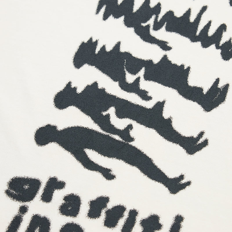 Graffitionmind グラフィティ長袖ピグメントTシャツ (Cream)