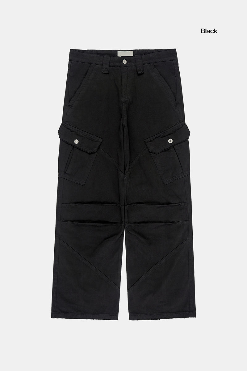 Oblique deep dying washed cargo pants