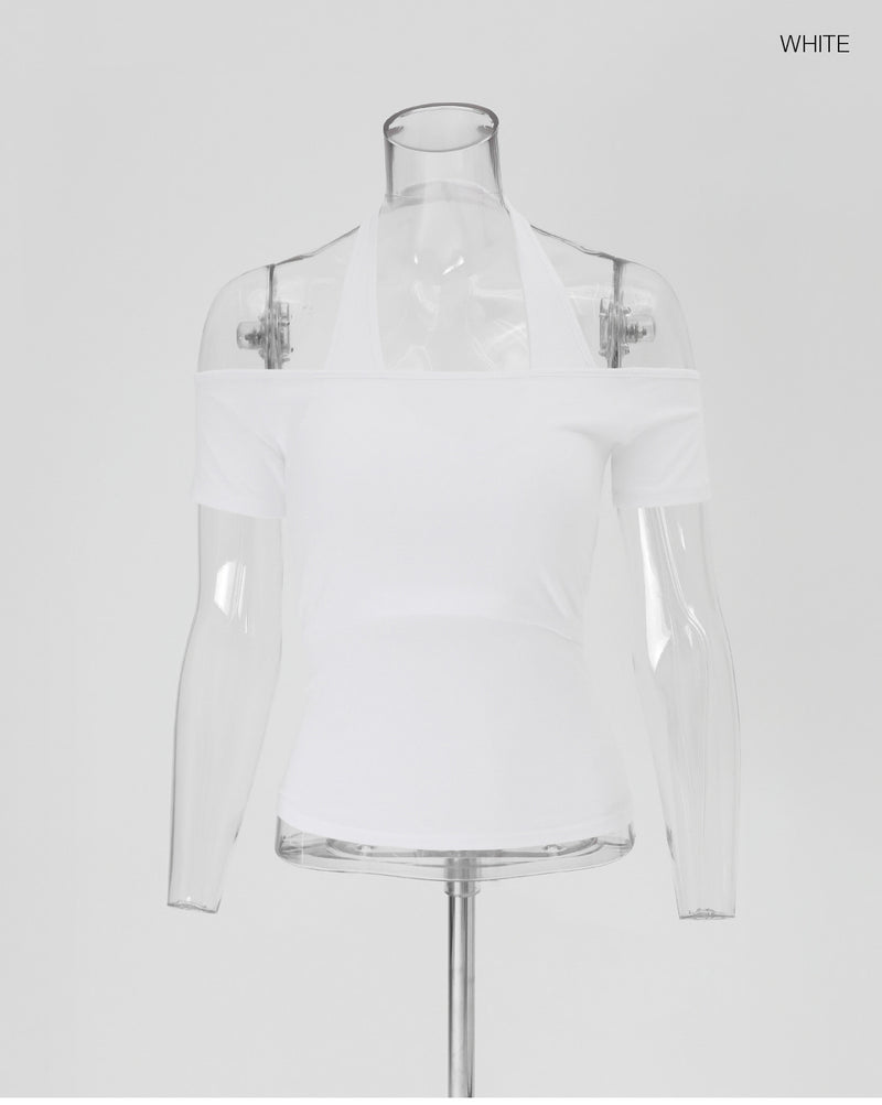 [MADE] Selne SET - Halter Tank Top Off-shoulder Short-sleeved T-shirt