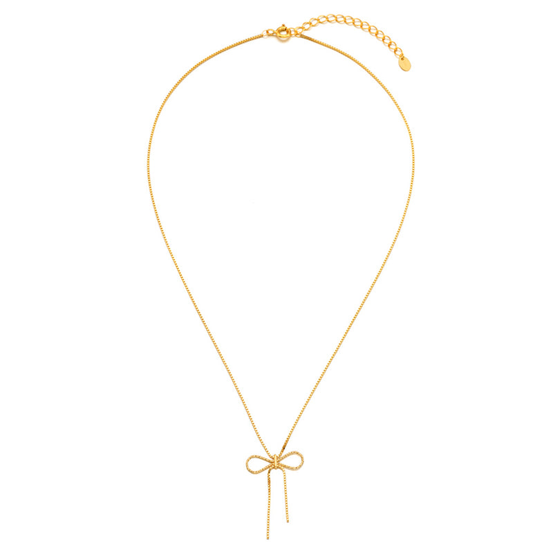 claire ribbon necklace_gold