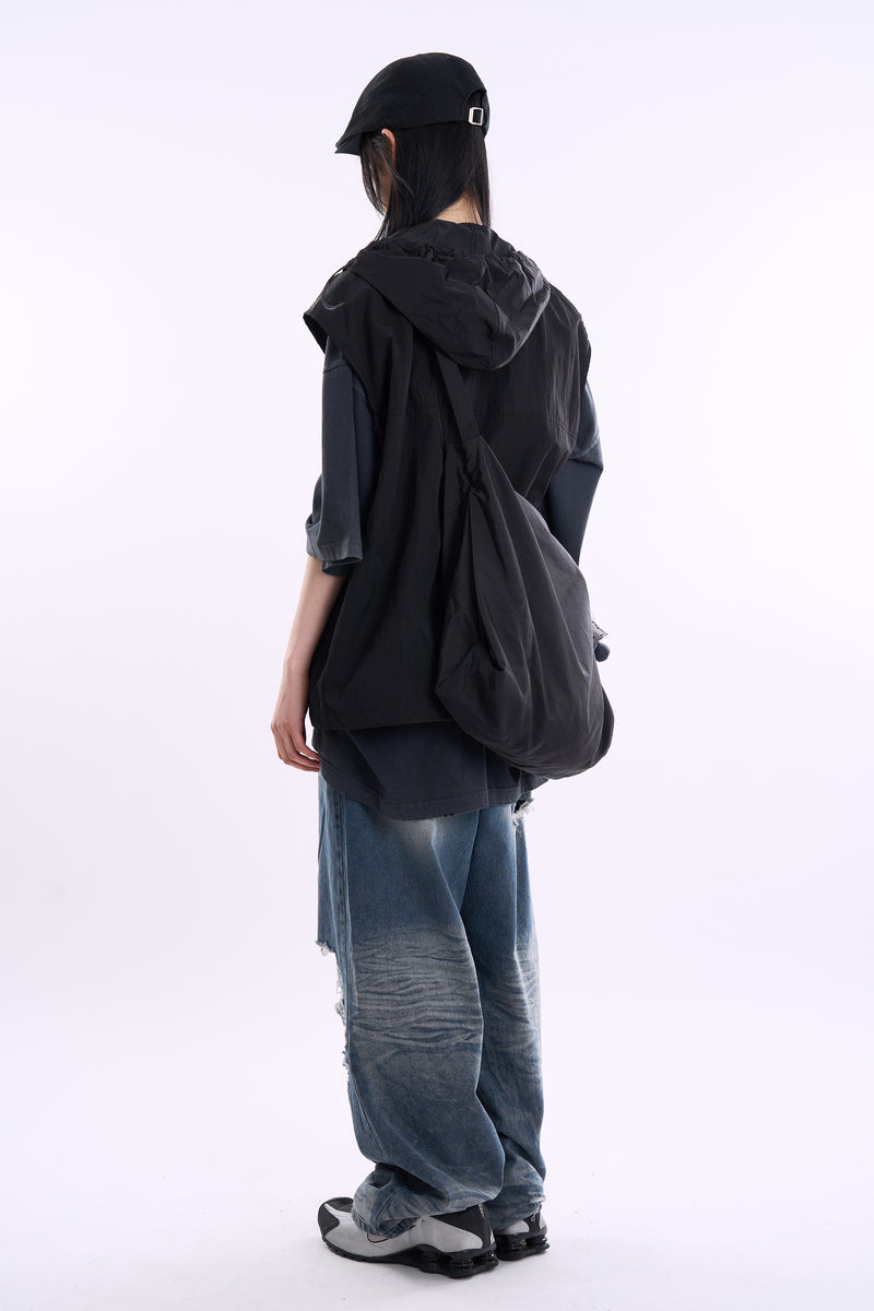 Axe ripstop nylon hooded zip-up vest