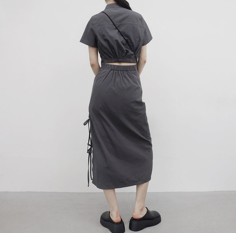 [NONCODE] Tanua Short-Sleeved Shirt + String Long Skirt Set