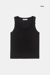 Double layer ribbed sleeveless top