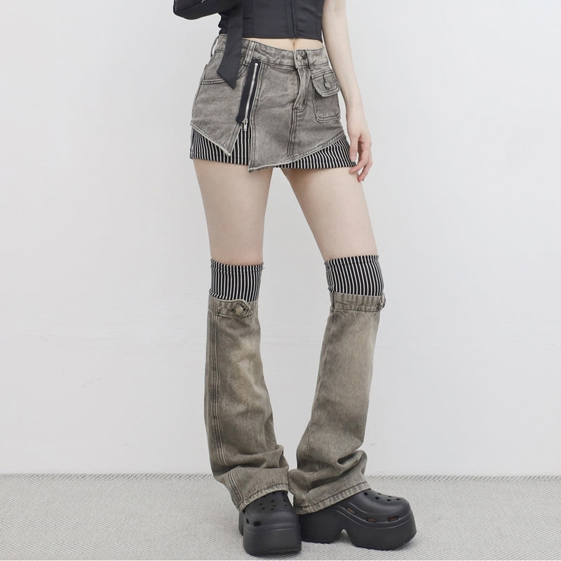 Babian Stripe Cargo Skirt + Leg Warmer Set