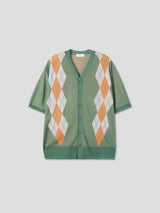 Argyle half-sleeves cardigan 4color