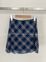 checkered ribbon geek chiffon mini skirt