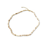 [set] natural shell beads & gold pendant necklace