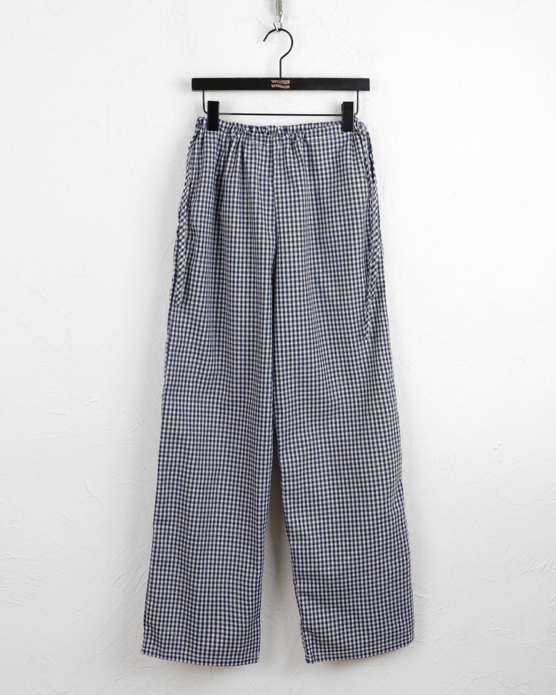 Coomo Side Ribbon Checkered Linen Pants