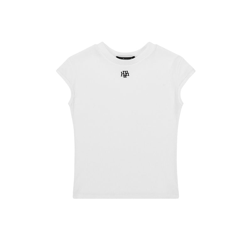 ロゴステッチショートスリーブハーフTシャツ[WHITE]