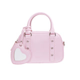 Heart Mirror Buckle Mini Tote Cross Bag _ Pink