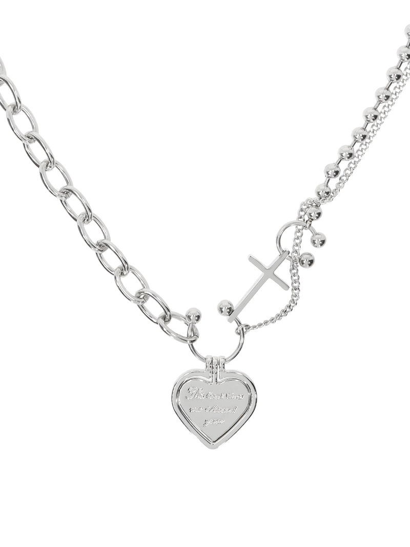 Double Heart Cross Necklace