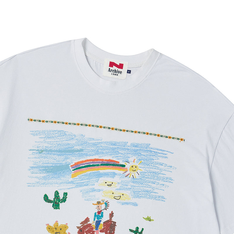 [COLLECTION LINE] N ARCHIVE HAND DRAWING VINTAGE DETAIL T-SHIRT WHITE