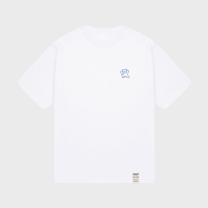 [UNISEX] Small Line Bear Smile Short Sleeve T-shirt