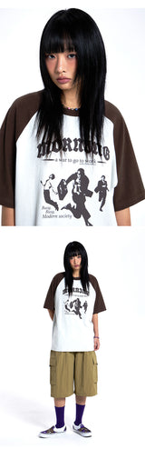 【SET】Modern Graphic Raglan T-Shirt