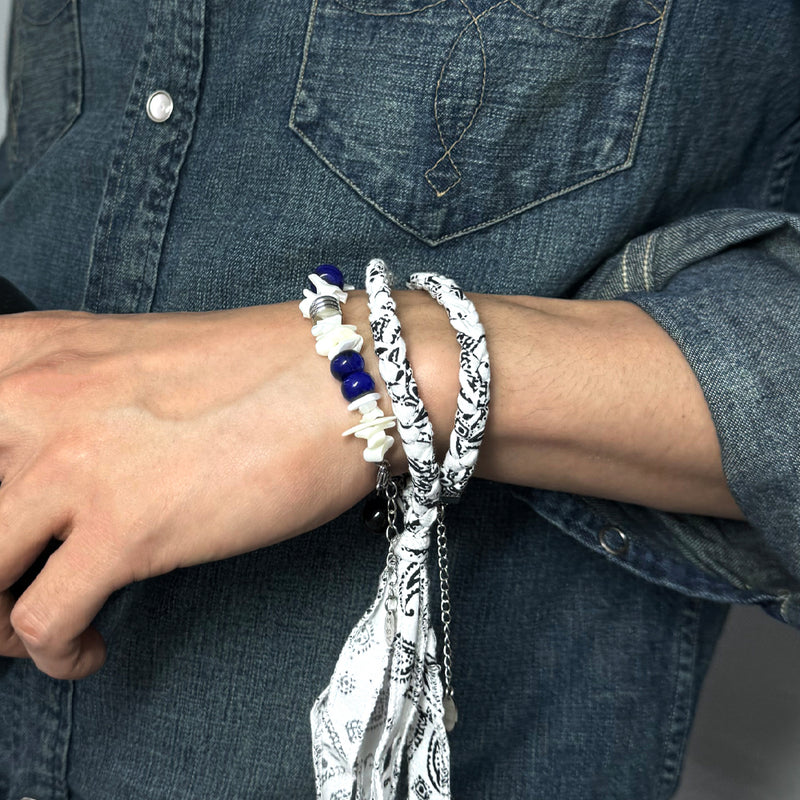 [natural] santorini lapis & pearl bracelet