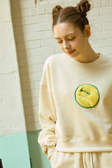 Tennis Ball Soft Cream Cropped Sweatshirt [For women]