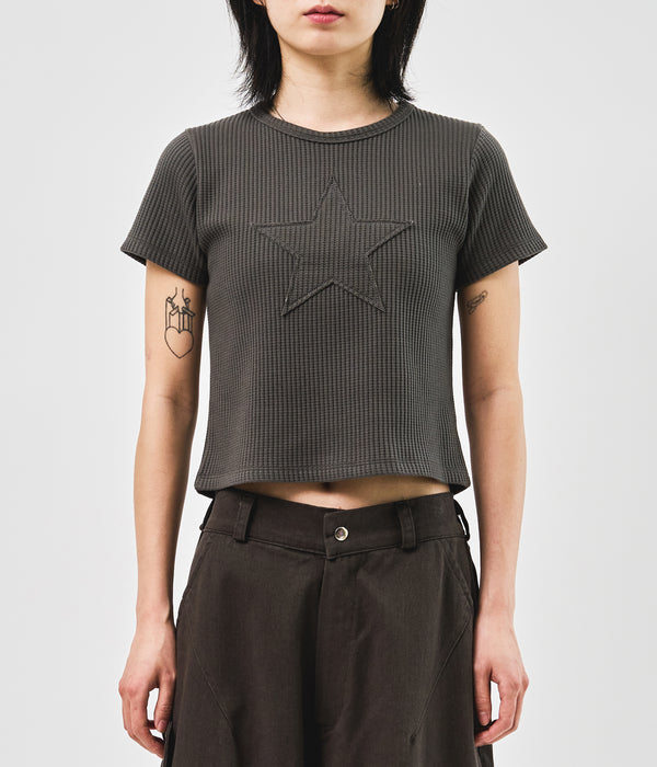 (W) Star Waffle Cropped Top (3color)
