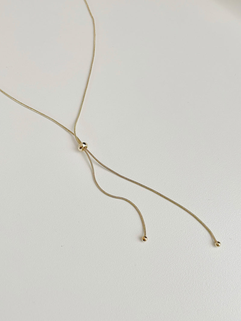 [2 color] ribbon slide snake rope necklace