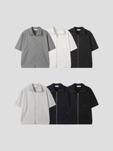 Collar half-sleeves knit zip-up 6color