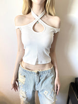 1278. Two way strap crop sleevless (2color)