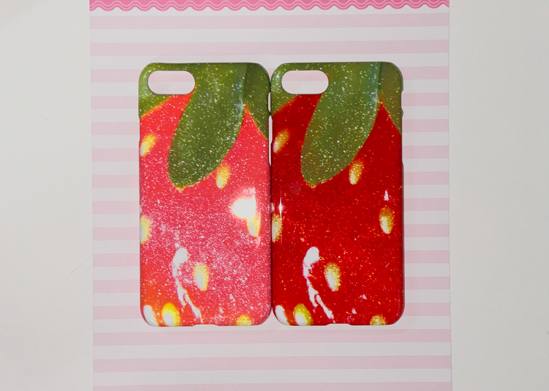 (glossy hard) Sparkling Strawberry phone case - Coral