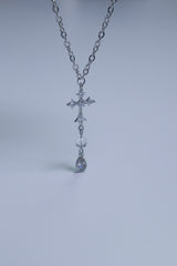 cross water drop transparent gemstone necklace