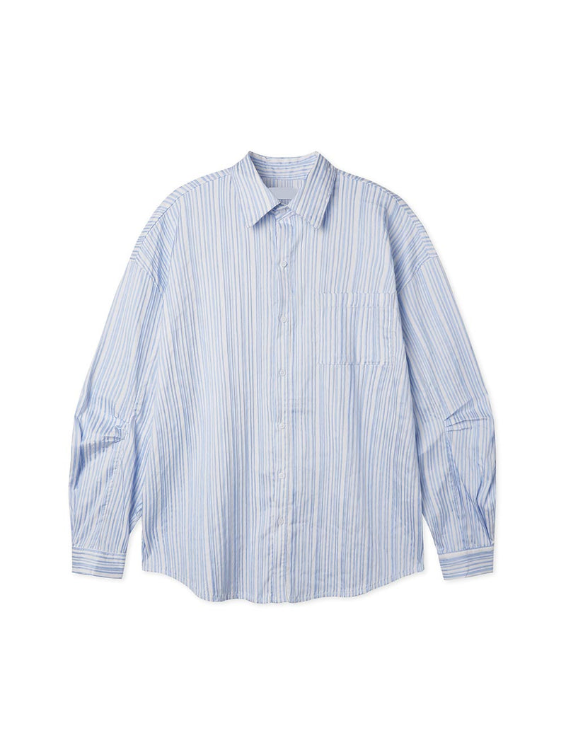 ASCLO Sleeve Shirring Point Stripe Shirt (3color)