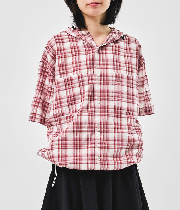 ペアチェックフーディドシャツ (3color)